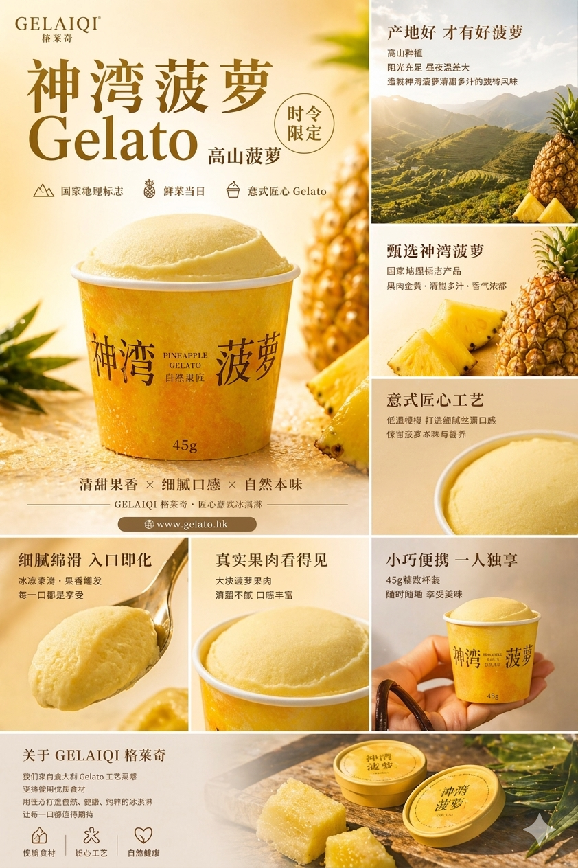 电商渠道海报（三）神湾菠萝 Gelato 主视觉